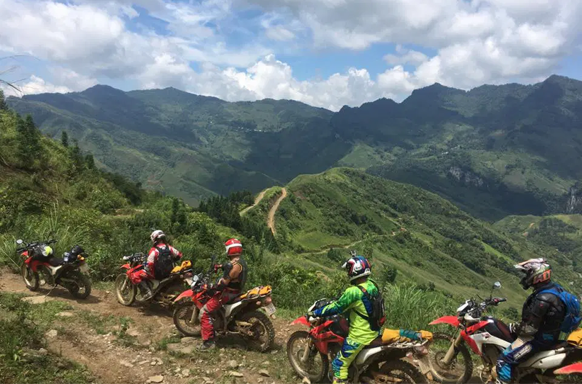 Motorbike driving on highland roads