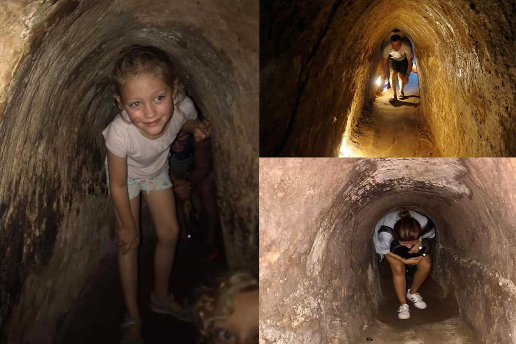 Visitors experiencing a section of the tunnel complex