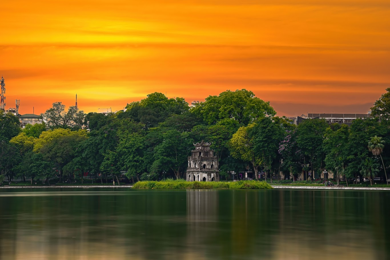 Hoan Kiem Lake provides a peaceful center for Hanoi's cultural and spiritual life