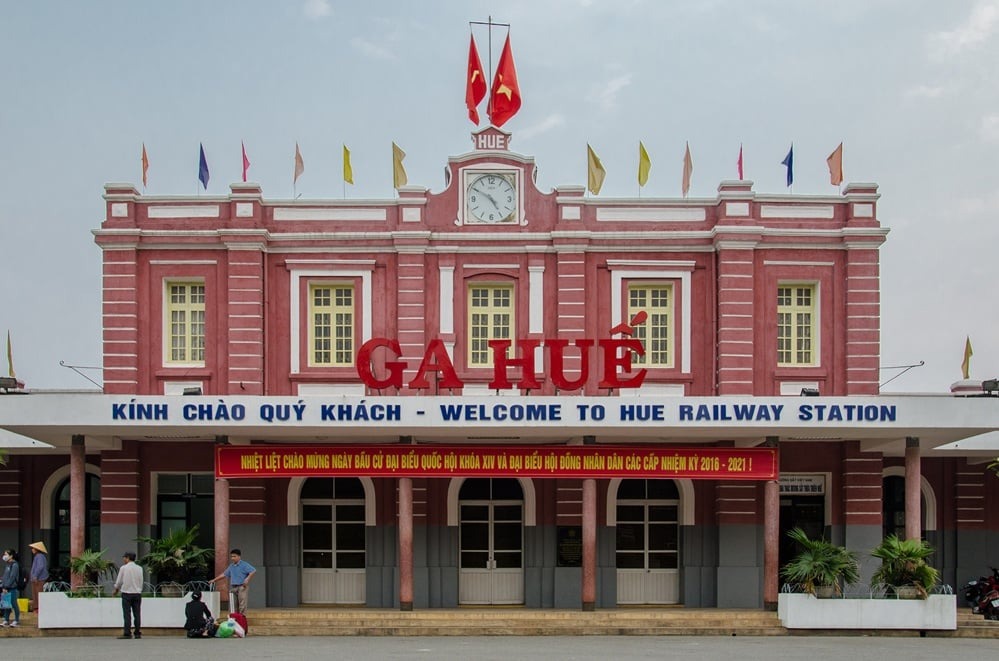 Hue’s historic train station welcomes travelers arriving by rail.