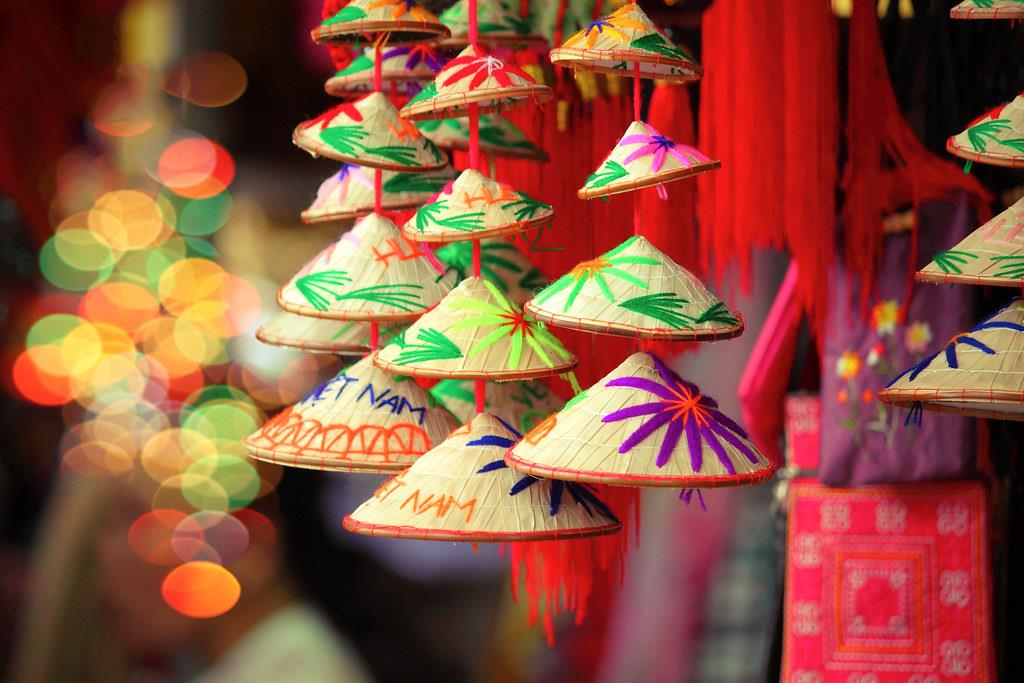 A collection of Vietnamese crafts, showcasing the diversity of authentic souvenirs available.