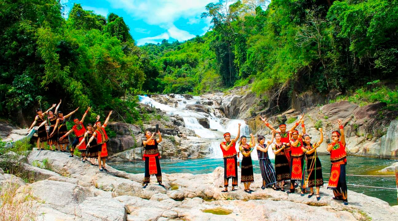 Yang Bay Waterfall cascading after summer rains.
